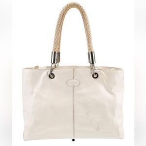 Tod’s white patent leather tote bag